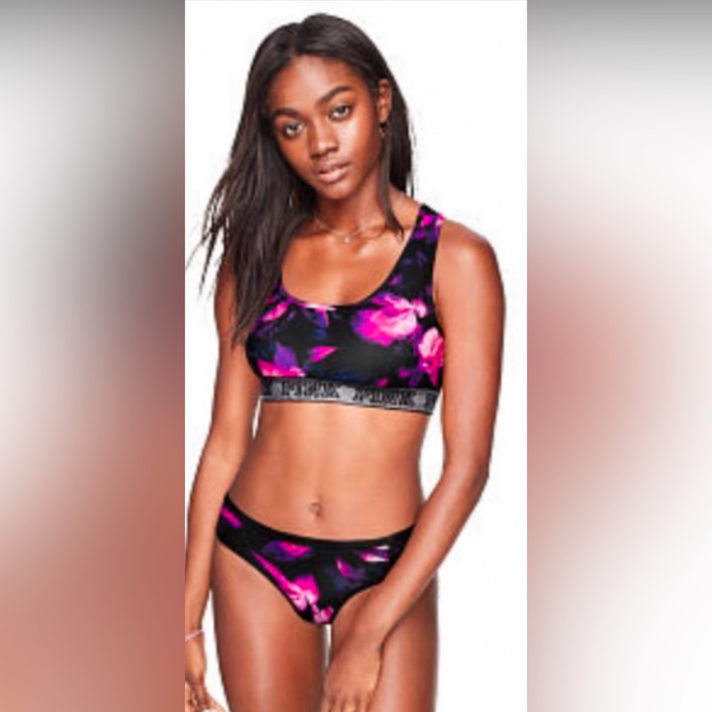 Victoria’s Secret Pink bra bralette PINK sports bra neon floral racerback top